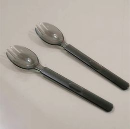 high quality translucent black food grade plastic spoon extra thick knife and fork party picnic tableware DH8599