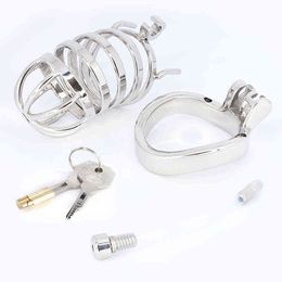 NXY Cockrings BDSM Cock Ring Prison Male Stainless Steel Cage Penis Chastity Device Catheter With Stealth Lock Adult Sex Toy 1124