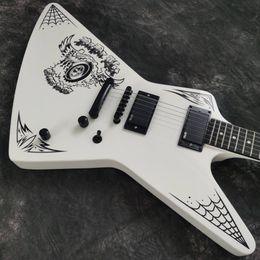 Rare Metallica James Hetfield Papa Het White Explorer Electric Guitar China EMG Pickups, 9V Battery Box, Black Hardware