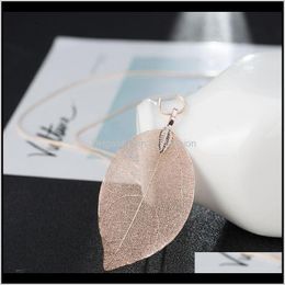 Necklaces & Pendants Jewellery Design Womens Beautiful Metal Chain Winter Sweater Natural Leaf Plated Pendant Necklace Ps0791 Drop Delivery 202