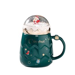 christmas novelty mugs Australia - Mugs 2021 Christmas Home Necessary Ceramic Mug Cups With Lid Santa Claus Shape Festive Atmosphere Novelty Accessory 4 Colors