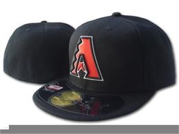 Ready Stock 2021 Men's Fashion Hip Hop Classic Black Colour Arizona Flat Peak Full Size Closed Caps Baseball Sports All Team Fitted Hats In Size 7- Size 8 Mix Order OK