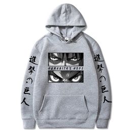 Anime Attack On Titan Hoodies Men Eren Jaeger Eyes Hip Hop Men Hoodies Harajuku Tops Y0803