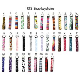 Hot Neoprene Wristlet Keychain Lanyard Serape Prints Strap Band Split Ring Key Chain Holder Key Hand Wrist Lanyard Keychain for Girls/Women W0260