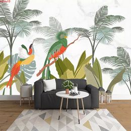 Custom Photo Wallpaper Hand Painted Tropical Rainforest Plant Landscape Wall Painting Living Room Bedroom Background Decor Muralgood quatity