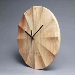 Chinese Wood Wall Clock 12-inch Basswood Pointer Mute Wall Clock Modern Design Wooden Reloj De Pared Home Decor Large Digital H1230