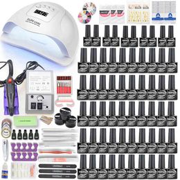 UV LED Lamp And Electric Drill Machine Set With 50/40/30/20/10 PCS Colours Gel Polish Kit Nail Art Tool