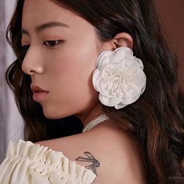 Dangle & Chandelier Statement Big Chiffon White Flower Earrings For Women 2021 New Beach Holiday Jewelry pendientes