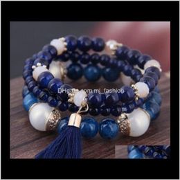 Jewelrybohemian Tassel Charm Pendant Beads Bracelets For Women Simulated Pearl Jewellery Womens Bracelet Set Boho Ps2365 Drop Delivery 2021 F03