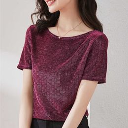 Korean Fashion Women Blouses Woman Knit Tops Sequined Shirts Plus Size Blusas Femininas Elegante Womens 210531