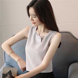 Korean Fashion Chiffon Women Blouses Solid Summer Ladies Tops Office Lady Shirt Plus Size Womens and 210531