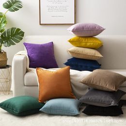 Cushion/Decorative Pillow Luxury Fashion Light Pure Color Velvet Cushion Cover Case Home Decoration Sofa Throw