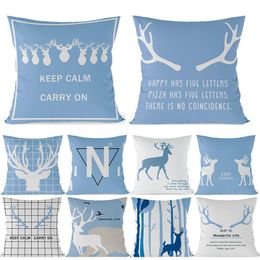 Cuscino blu blu geometrica coperchio cuscino cervo cuscini in poliestere cuscino decorativo decorativo 45x45 casse di arredamento per la casa in stile nordico