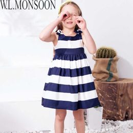 W.L.MONSOON Baby Girls Dress Summer 2021 Brand Children Dress Princess Costume Striped Vestidos Kids Dresses for Girls Clothes Q0716