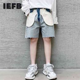 IEFB Men's Wear Summer Personality Alternative Anti-wear Design Niche Denim Shorts Trend Male Jeans Knee Length Pants 9Y1906 210806
