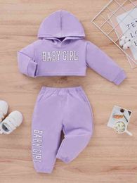 Baby Girl Letter Graphic Hoodie With Joggers SHE