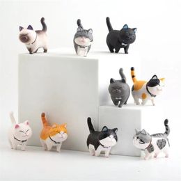 Kids Funny Cute Cat Ornaments Toys Home Bookshelf Decoration Animal Statue Handmade Doll Lovely Desk Accessories 211101