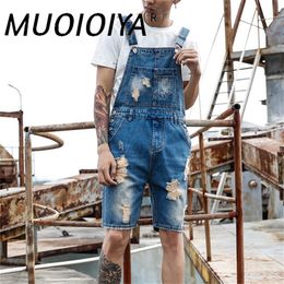 Ripped Jeans Jumpsuit Shorts Men Summer Overalls Mens Denim Playsuits Distressed Romper Destroyed Male Clothes Plus Size 4XL 5XL X0621