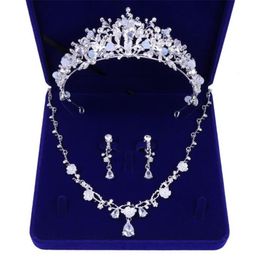 Earrings & Necklace Gorgeous Crystal Bridal Jewelry Sets Wedding Flower Tiaras For Women Prom Bride