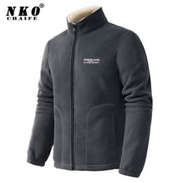 CHAIFENKO Brand Spring Autumn Casual Fleece Jacket Men Fashion Slim Fit Stand Collar Zipper Coat Men Thick Warm Jacket Men 210927