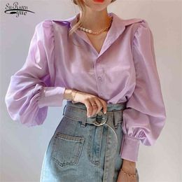 Korean Loose Chic Women Blouse Simple Versatile Lapel Long Sleeve Shirt Elegant Women Shirt Tops Pink Tops Blusas Mujer 12492 210323