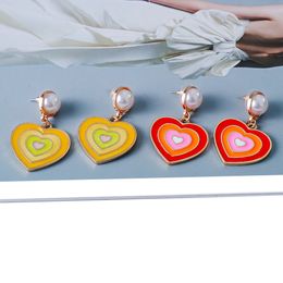 Trend High Quality Dangle Earrings For Women Imitation Pearl Jewellery Heart Bohemian Glamour Vintage Wedding Gift Accessories 2021 New