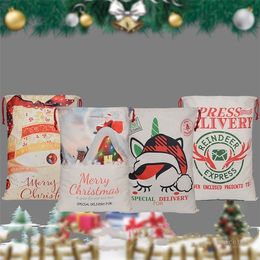 Christmas Drawstring Bags Large Size Santa Claus Santa Sack Bags Party Favor Supplies Xmas Canvas bag Christmas Decorations