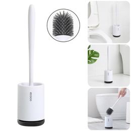 Silicone Toilet Brush Holder Sets Wc Wall Hanging Household Floor Standing Bathroom Cleaning Accessories Soft Bristles TPR Head Bath Accesso