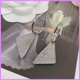 Women Fashion Earrings Triangle New Silver Earring Womens Desigenr Jewellery For Party Letters With Diamonds Ladies Accessories D223104F