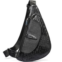 genuine leather mens shoulder bag male alligator chest small crossbody bags for men pack leather mens sling