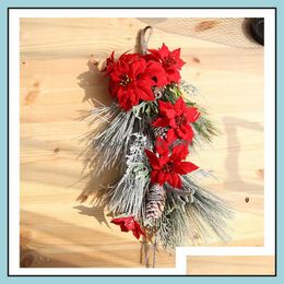 Decorations Festive Party Supplies Home & Garden64Cm 6Heads Silk Flowers Dy1-591 Artificial Flower With Snow Effect For Christmas Day/Home D