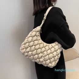 Evening Bags Pleated Hobo Armpit Shoulder Bag Women Soft PU Leather Luxury Handbags Designer Fashion Simple Purse Ladies Hand