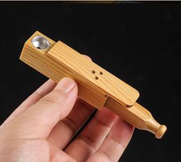 Mini Slide Cover Cigarette Wooden Smoking Pipe Tobacco Portable Herb Hand Wood Pipes Philtre Holder Smoke Accessory