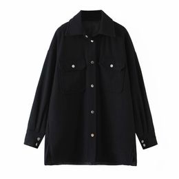 Autumn Warm Women Jackets Coats Long Sleeve Solid Pockets Single Breasted Loose Female Casual Jacket Plus Size Outerwear 210513