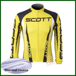 Pro Team SCOTT Cycling Jersey Mens Winter Thermal Fleece Long Sleeve Mountain Bike Shirt Road Bicycle Tops Warmer Racing Clothing Outdoor Sportswear Y21050628