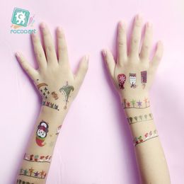 Rocooart Christmas Decorations Cute Tattoo Waterproof Stickers Children Party Little Gift For Kid Temporary Tattoos