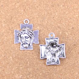 44pcs Antique Silver Bronze Plated cross jesus Charms Pendant DIY Necklace Bracelet Bangle Findings 28*22mm