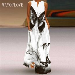 WAYOFLOVE Fashion White Summer Dress Casual Plus Size Long Dresses Woman Sleeveless Beach Maxi Dres 210602