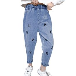 Girls Jeans Letter Kids For Casual Style Children's Spring Autumn Clothes 6 8 10 12 14 210527