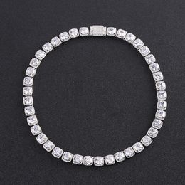 European and American tennis bracelet Hiphop necklace 8*8 square zircon micro paved bling bling ruby rock sugar hip-hop chain