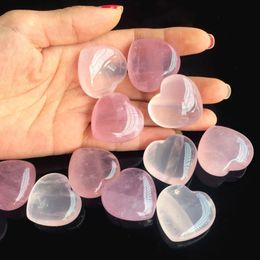 2021 Natural Crystal Stone Rose Quartz Heart Shaped Pink Crystal Carved Palm Love Healing Gemstone Lover Giff Stone Creative Gift