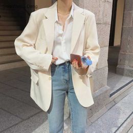 New 2020 simple y white blazer for women Spring summer blazer single-breasted jackets ladies formal suit jackets X0721