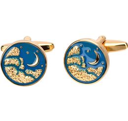 10pairs/lot Exquisit Blue Moon Cufflinks Copper Plating Cuff Links Mens Jewellery Accessory Whole