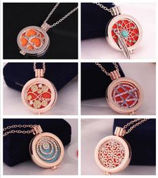 Lockets smyckenlockets hängsmycken smycken till oljehalsband Låset halsband Kvinnor Aromaterapi Diffusorhalsband med 3 färgkuddar Fash