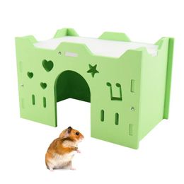 Small Animal Supplies Wood Hamster House Star Heart Design Cage Hideout For Guinea Pig Rat