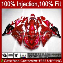 Injection OEM For KAWASAKI NINJA ZZR-1400 ZX 14R 14 R ZZR 1400 CC 06-11 Body 4No.161 ZZR1400 ZX14R 2006 2007 2008 2009 2010 2011 ZX-14R 06 07 08 09 10 11 Fairing light red