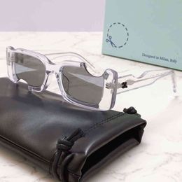Offizielle 2022SS Neueste quadratische klassische Mode Offs Sonnenbrillen Polycarbonatplatte Kerbrahmen Weiße Herren- und Damenbrillen mit 2W6XM