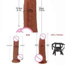 Nxy Sex Products Dildos Skin Feeling Enormous Realistic Dildo Sexy Penis Female Masturbator Soft Double Layer Silicones Suction for Women Big Fat 1229