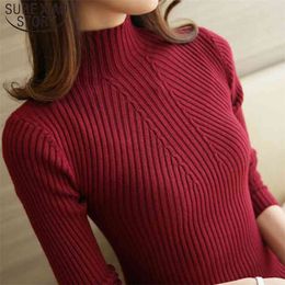 Fashion Solid White and Black Tops Sweaters Winter Long Sleeve Turtleneck Pullovers Femme Clothing 5218 210922