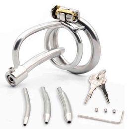 NXY Sex Chastity devices Stainless steel men's ring penis catheter chastity cage belt sex toy 1204